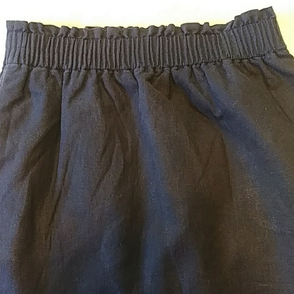 J. Crew Navy Blue Linen/Cotton Blend Paperbag Waist Mini Skirt - Picture 3 of 5
